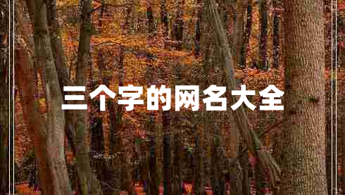三個字的網(wǎng)名大全