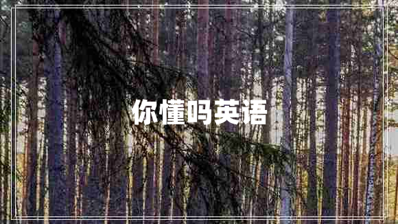 你懂嗎英語