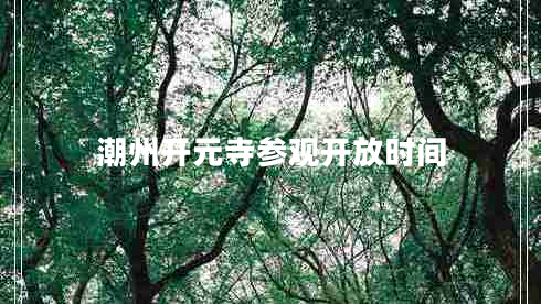 潮州開(kāi)元寺參觀開(kāi)放時(shí)間