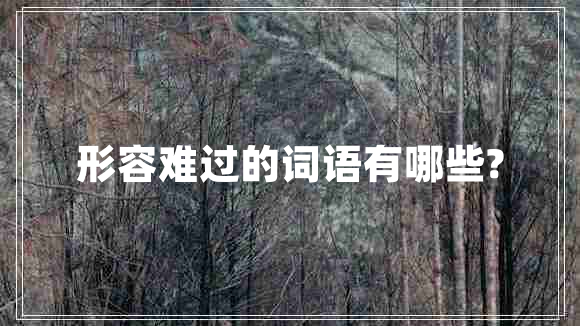 形容難過的詞語(yǔ)有哪些?