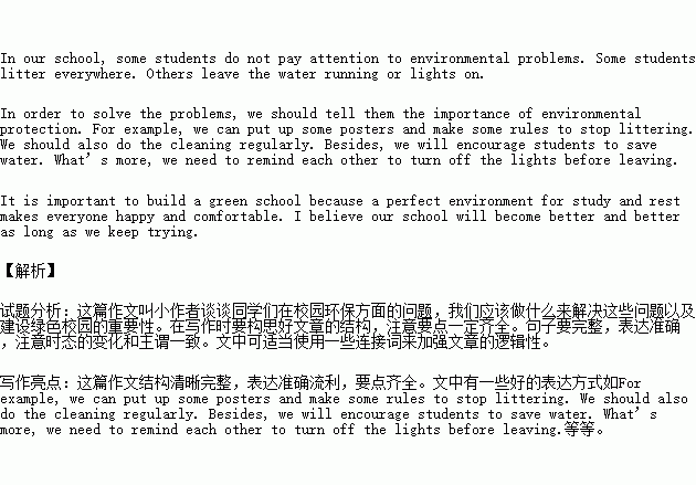 為了更好地建設(shè)綠色校園的英語作文