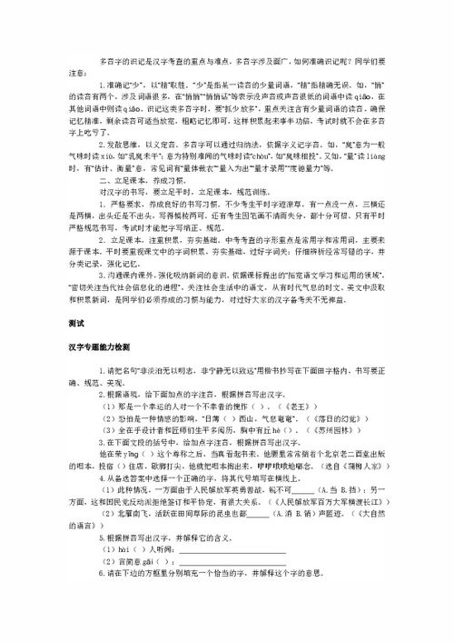 考試漢語基礎(chǔ)知識作文