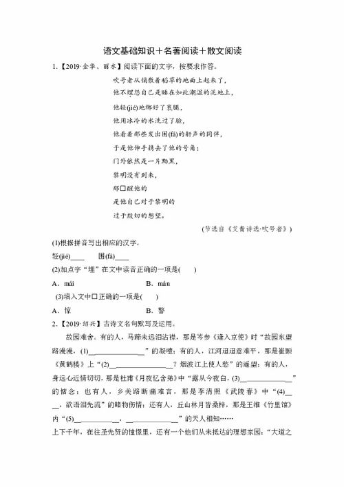基礎知識,中考,測試卷,語文